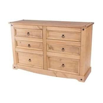 Puebla Waxed Pine 3+3 Drawer Wide Chest CR513 CP