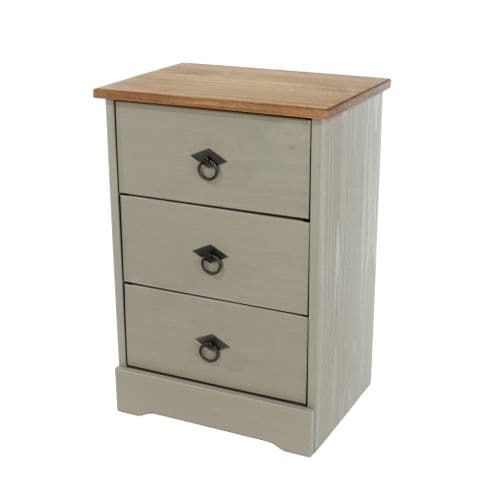 Puebla Waxed Pine 3 Drawer Bedside Cabinet CR511