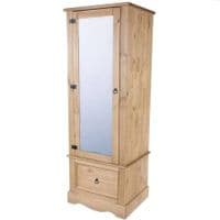 Puebla Waxed Pine Armoire with Mirrored Door CR525
