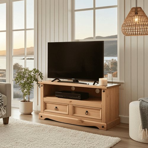 Puebla Waxed Pine Flat Screen TV Unit CR910