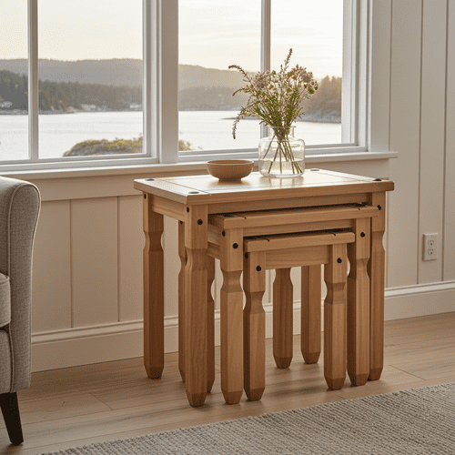 Puebla Waxed Pine Nest of Tables CR907