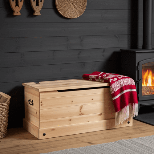 Puebla Waxed Pine Ottoman Storage Box CR540