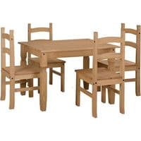 Puebla Waxed Pine Small Rectangular Dining Table & 4 Chair Set CRTBSET2