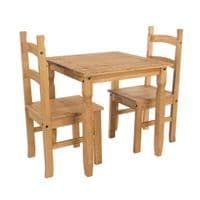 Puebla Waxed Pine Square Dining Table & 2 Chair Set CRTBSET1