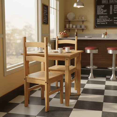 Puebla Waxed Pine Square Dining Table & 2 Chair Set CRTBSET1