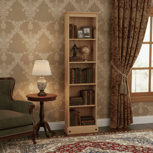 Puebla Waxed Pine Tall Narrow Bookcase CR946