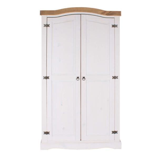 Puebla White Waxed Pine 2 Door Wardrobe CRW120