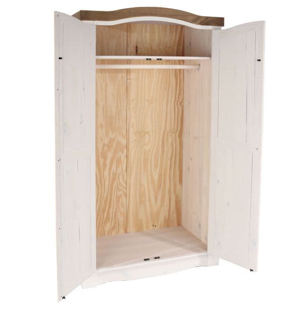 Puebla White Waxed Pine 2 Door Wardrobe CRW120