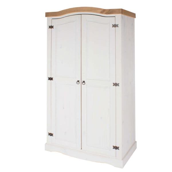 Puebla White Waxed Pine 2 Door Wardrobe CRW120