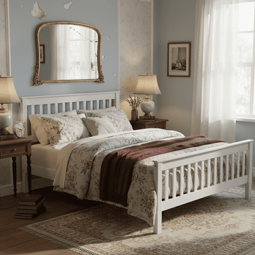 Puebla White Waxed Pine 4'6 Slatted Low End Bedstead CRW460LE