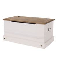 Puebla White Waxed Pine Ottoman Storage Box CRW140