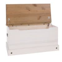 Puebla White Waxed Pine Ottoman Storage Box CRW140