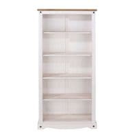 Puebla White Waxed Pine Tall Bookcase CRW713