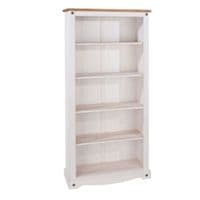 Puebla White Waxed Pine Tall Bookcase CRW713