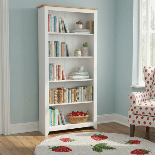Puebla White Waxed Pine Tall Bookcase CRW713