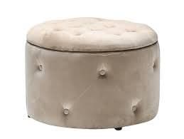 Quevilly Beige Round Storage Pouff 22LD126