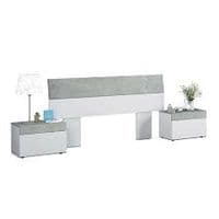 Raleigh White and Grey Modern Headboard with Built in Bedside Cabinet Drawers - 0L6096A - S/O