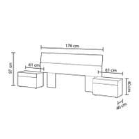 Raleigh White and Grey Modern Headboard with Built in Bedside Cabinet Drawers - 0L6096A - S/O