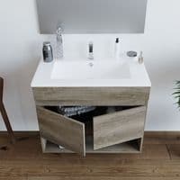 Ralph 800mm Nordic Oak Effect Floating Wall Hung 2 Door Bathroom Vanity Cabinet   -305110H/SO