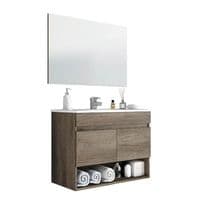 Ralph 800mm Nordic Oak Effect Floating Wall Hung 2 Door Bathroom Vanity Cabinet   -305110H/SO