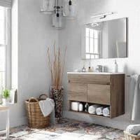 Ralph 800mm Nordic Oak Effect Floating Wall Hung 2 Door Bathroom Vanity Cabinet   -305110H/SO