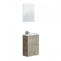 Ramon Grey Wood Effect Small Wall Hung Bathroom Vanity Cabinet With Basin Sink And Mirror 305000C/SO