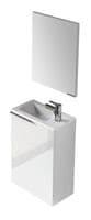 Ramon White Gloss Small Wall Hung Bathroom Vanity Cabinet With Basin Sink And Mirror - 305005BO/SO