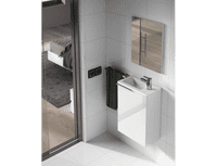 Ramon White Gloss Small Wall Hung Bathroom Vanity Cabinet With Basin Sink And Mirror - 305005BO/SO