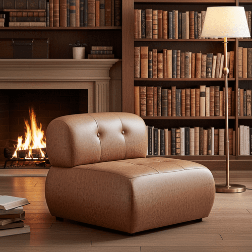 Reis Tan Faux Leather Accent Chair - 25LD
