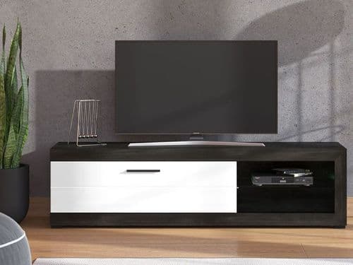 Remo Black Wood Effect And White Gloss Wide TV Cabinet 11013494 S/O