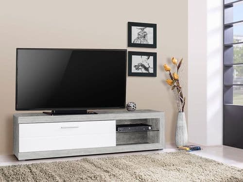 Remo Concrete Grey Effect And White Gloss Wide TV Cabinet 11008818 S/O
