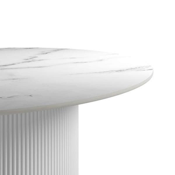 Renji White Sintered Stone Round Dining Table - 25LD