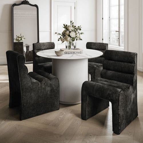 Renji White Sintered Stone Round Dining Table - 25LD