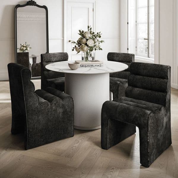 Renji White Sintered Stone Round Dining Table - 25LD