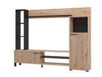 Retimno Slatted Oak Effect And Black Entertaiment Unit Wall TV Cabinet - 11013492 S/O