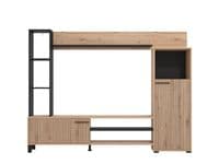Retimno Slatted Oak Effect And Black Entertaiment Unit Wall TV Cabinet - 11013492 S/O