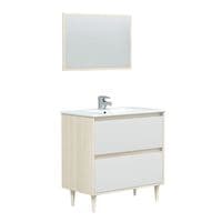 Revona 800mm Oak Effect And White Bathroom Vanity Cabinet with Sink And Mirror - 305086R/SO
