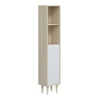Revona Oak Effect And White 1 Door Tall Slim Bathroom Storage Cupboard- 305088R/SO