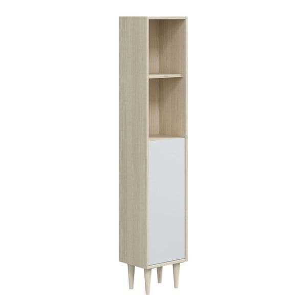 Revona Oak Effect And White 1 Door Tall Slim Bathroom Storage Cupboard- 305088R/SO