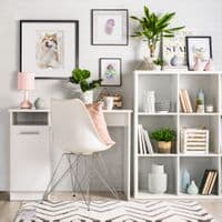 Reyga White Compact Study Writing Desk With Storage - Online Outlet