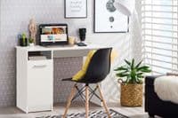 Reyga White Compact Study Writing Desk With Storage - Online Outlet