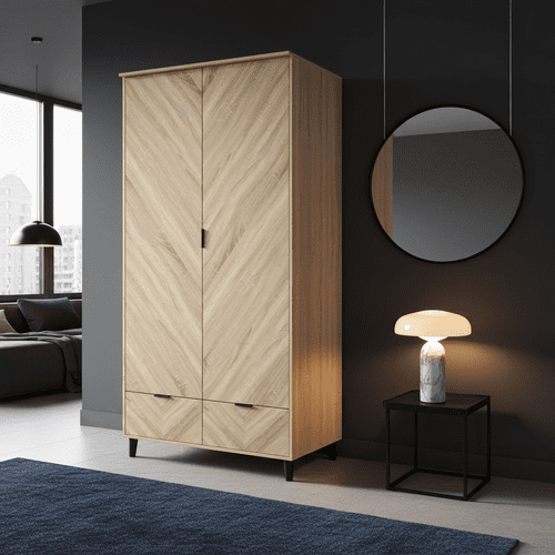 Reykjavik Chevron Sonoma Oak Effect 2 Door Wardrobe - 26LD