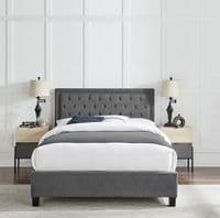 Rhea Dark Grey Fabric 4ft6 Double Bed - LLB