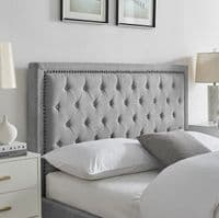 Rhea Light Grey Fabric 4ft6 Double Bed - LLB