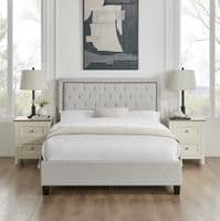 Rhea Natural Fabric 4ft6 Double Bed - LLB
