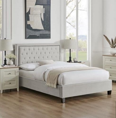 Rhea Natural Fabric 4ft6 Double Bed - LLB