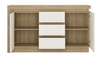 Calvino Display Cabinet in High Gloss White & Walnut - furniturefactor.co.uk