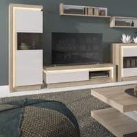Calvino Display Cabinet in High Gloss White & Walnut - furniturefactor.co.uk
