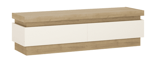 Rhone Riviera Oak & White High Gloss 2 Drawer TV Cabinet with LED Lighting FG4260165