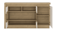 Calvino Display Cabinet in High Gloss White & Walnut - furniturefactor.co.uk